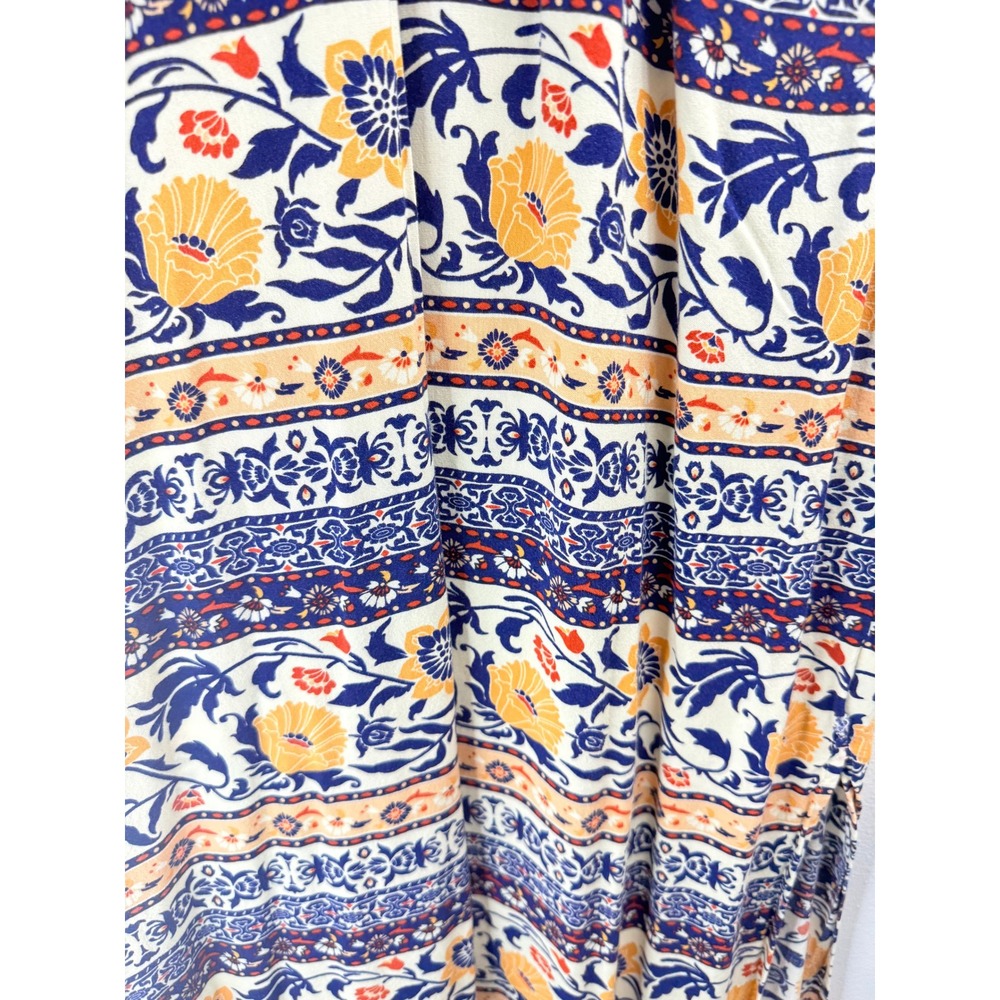 Forever 21 Women's Blue Orange Floral Boho Maxi Dress Strappy Racerback Sz S - Picture 6 of 12